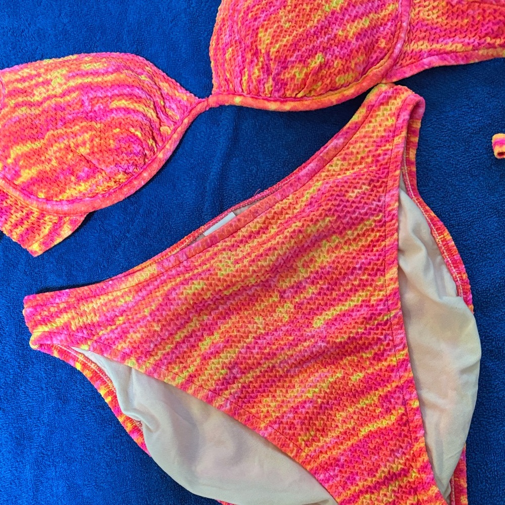 Pink and Orange Bikini with Striking Pattern